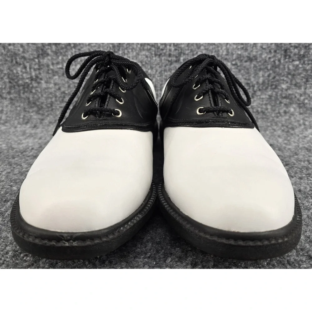 Footjoy SuperLites Men's Sz 9 White/Black Golf Shoes Lace Up Saddle Oxford 50588